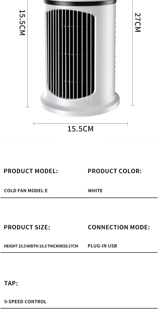 Portable Evaporative Air Cooler, USB Powered 9-Speed 360 Cooling Fan with Mist Humidifier, Perfect for Dorm Office Travel