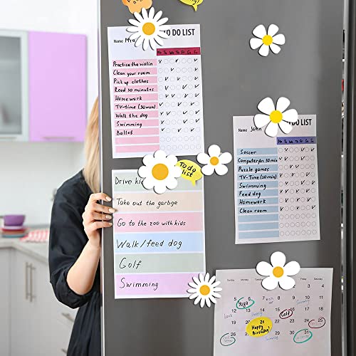 Fridge Magnets, Car Magnet Decorations Magnetic Daisy Flower Decals, Daisy Flower Cutout Magnet For Car Home Wall Whiteboard Refrigerator + 100 Sheets/Self-Stick Note Pads (Hexagonal) #TOP3