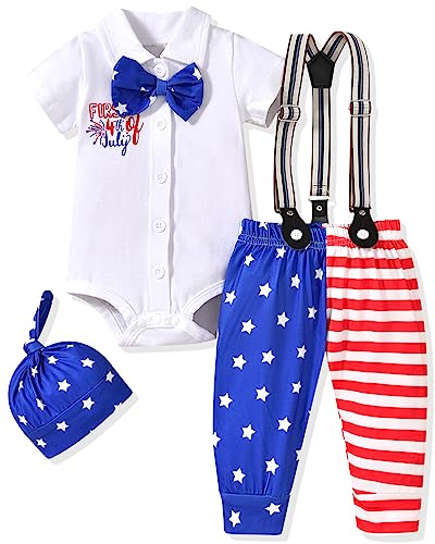 Image of fioukiay Preemie Newborn Baby Boy My 1st 4th of July Outfit Clothes