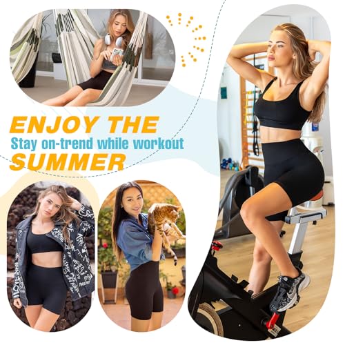 Sanpetix Gym Shorts for Women, High Waisted Cycling Shorts for Runing Yoga Workout Sport Coffee 1 Pack LXL - Image 5
