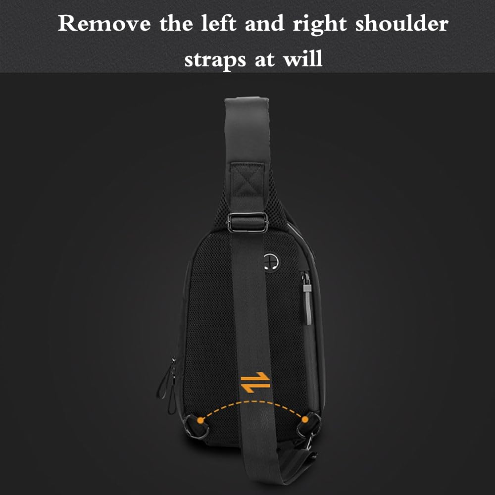 Crossbody Sling Bag, Anti-Diebstahl Herren Schultertasche, Wasserdicht Brusttasche Sling-Rucksack mit einem Riemen für Herren und Damen zur Freizeit, Reisen, Wandern, Fitnessstudio, Outdoor-Sport