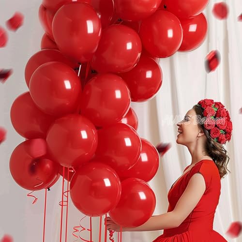 Image of AULE Red Balloons 12 inch 50 Pcs Latex Balloons Helium Shiny Thicken Balloon Perfect Party Decoration for Wedding Birthday Baby Shower Graduation Carnival