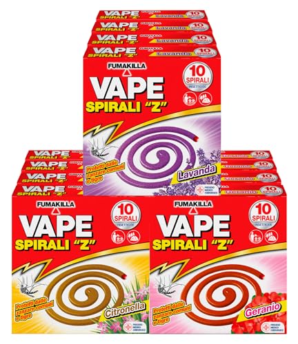 12x Vape Spirali Z Profumate Lavanda Geranio e Citronella...