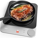 TOKIT Induktionskochfeld 2100W, 16mm Ultradünn Induction Hob 9 Heizstufen, Induktionskochplatte NFC-Online-Rezept, Tasten-Steuerung Induction Cooker Für Küche, Wohnheim, Camping (Grau)