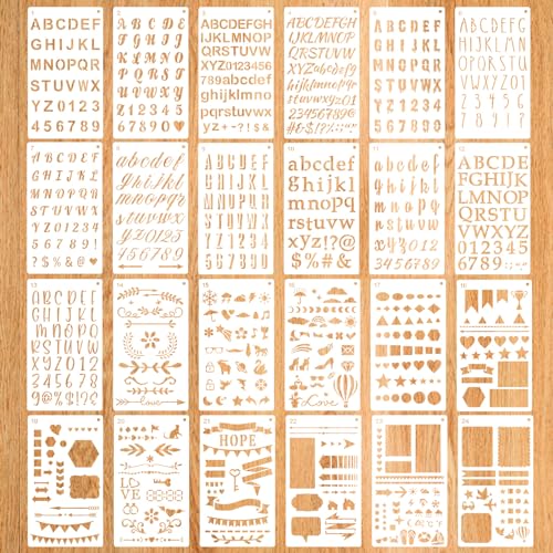 Opiniones y reviews de Letras y números para pared que puedes comprar esta semana. 49 Kit de 24 Plantillas de Caligrafía, Patrones de Letras, Números, Símbolos Comunes, Plantillas Gráficas Plantillas de Pintura Reutilizables para Pared Pizarra Letreros de Madera...