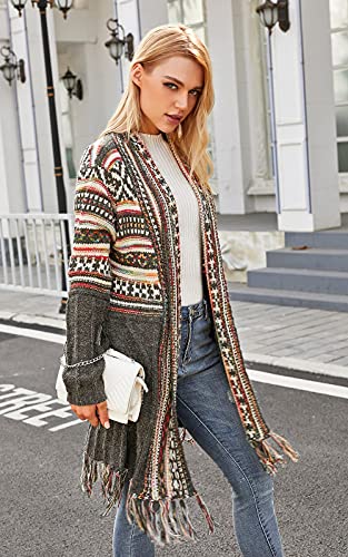 CGYY Cardigan da donna aperto davanti con nappe