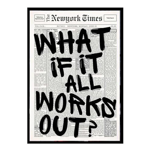 Image of Minimalist Motivational Quote Premium A4 Wall Frame | inchWhat If It All Works Out inch Emotionally Calming Aesthetic Home Decor | Inspirational Modern Wall Art Frame for Bedroom, Living Room, Office & Study