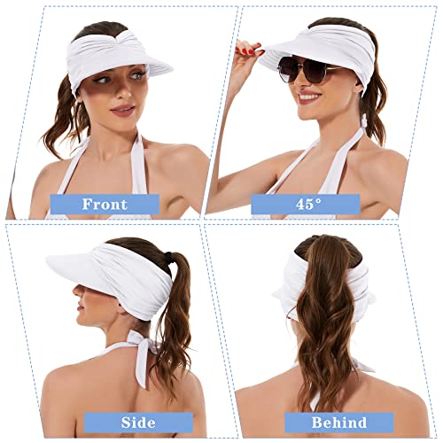 Zando Chapéu feminino com viseira de sol de aba larga para mulheres, proteção UV, chapéus de praia d