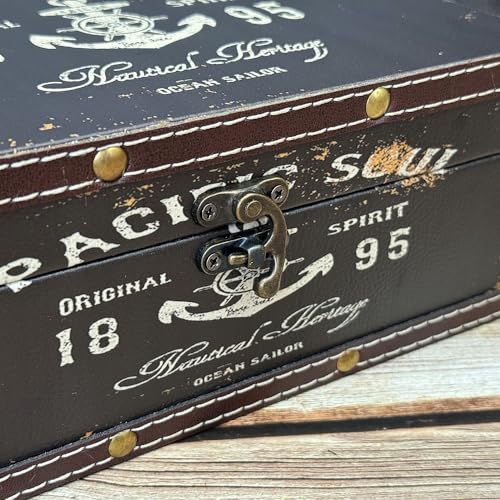 Amedoo AWDB Treasure Box Vintage Wooden + Pu Leather Decorative Trinket Jewelry Box Memento Case Box Keepsake Box Gifts thumb #4
