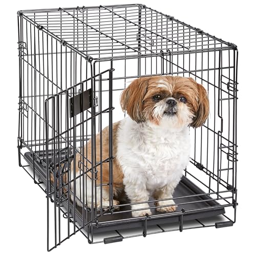 MidWest Homes for Pets 22-Inch iCrate for Extra-Small Breeds, Up to 15 lbs, Single Door Folding Dog Crate with Divider Panel, Leak-Proof Tray & Secure Latch, Portable, Durable & Easy to Assemble