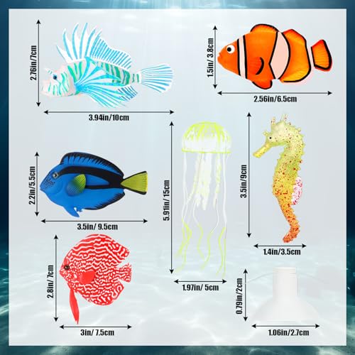 Image of Weewooday 7 Pcs Artificial Fish Glowing Effect,Simple Colors