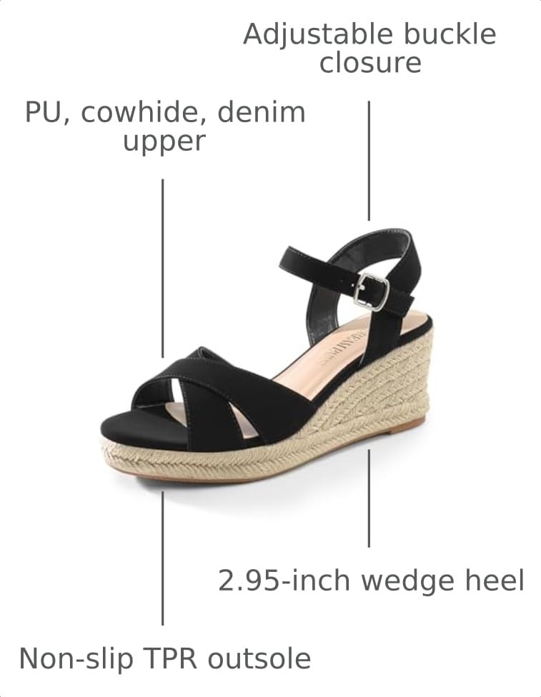 Image of DREAM PAIRS Women's Espadrille Wedge Sandals