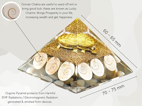 Image of Crystal Heaven Gomti Chakra Pyramid With Turtle-Orgone Pyramid For Positive Energy,Vastu,Reiki And Chakra Healing