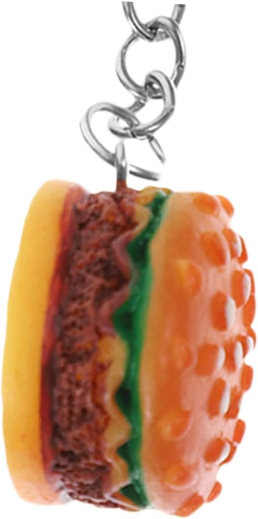 Hamburger Keychains 10pcs Fast Food Cheeseburger Burgers Key Ring Simulation Food Key Pendant Bag Purse Charms for Birthday Party Favor