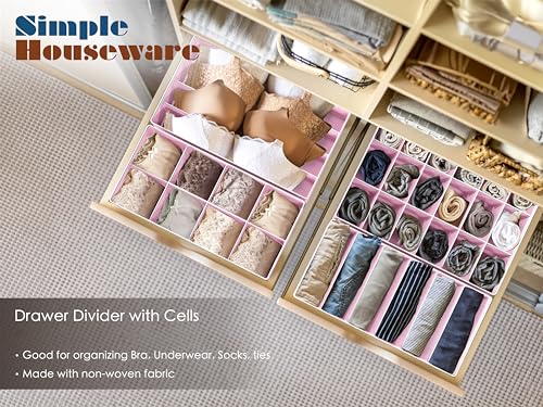 Image of Simple Houseware Closet Underwear Organizer Drawer Divider 4 Set, Pink