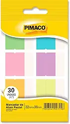 Marcador de Página, Pimaco, Aba, Adesivo, Colorido Pastel, 6 Cores, 32x38mm, Cartela com 30