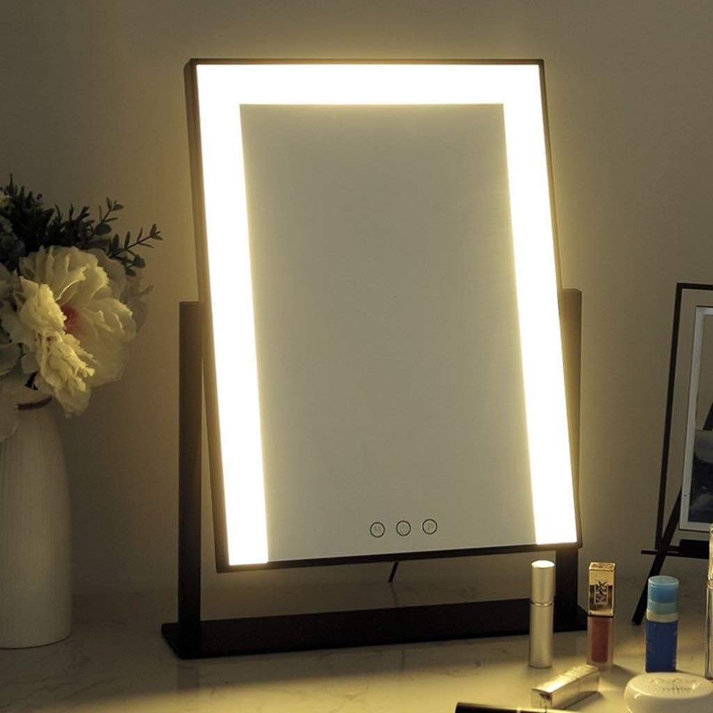 Table Mirror Table Mirrors with Stand HD Nordic Style Creative Vanity Mirror Finishing Cosmetic Mirror Suit for Home Decoration (Color : White Size : B) (Black A)