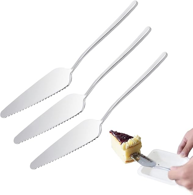 ANOTHEEE 3 Pcs Cake Slicer, Pie Server use Stainless Steel Beautiful Made Sturdy Material, Cake Slicer Divider with Serrated Edges, Cake Pizza Cutting Spatula Professional Shovel Server
