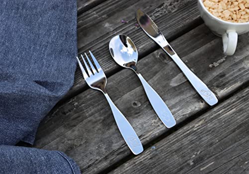 Foto von EXZACT Kinderbesteck 9 teiliges Edelstahl - Besteck Kinder Geschirr ab 2 Jahre - 3 x Gabeln, 3 x Sicherheitsmesser, 3 x Esslöffel