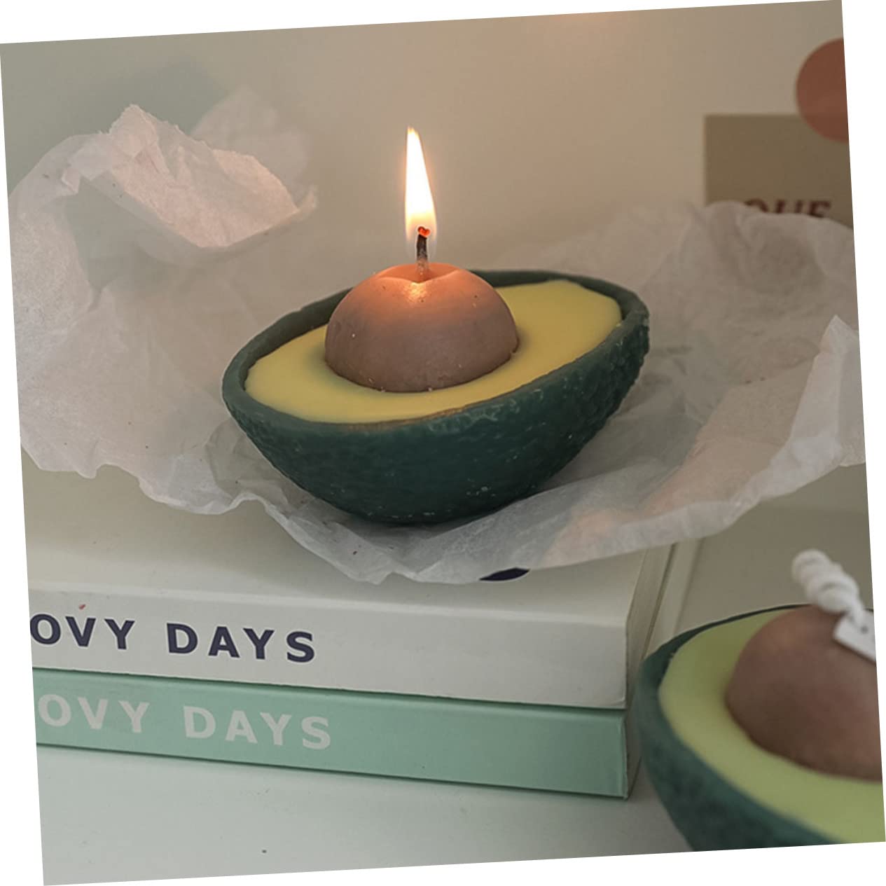 CALLARON Candela Profumata All’avocado 2 Pezzi, Verde, senza Fumo, Lunga Durata, Decorazione per Camera da Letto e Casa