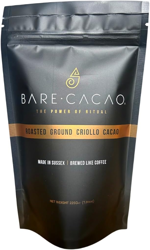 Bare Cacao, Roasted ground nibs, New Coffee Alternative Drink, sugarfree, Ultra low Caffeine and Gluten Free Beverage, Suitable for Vegan and Diabetic, source of Antioxidants, Magnesium