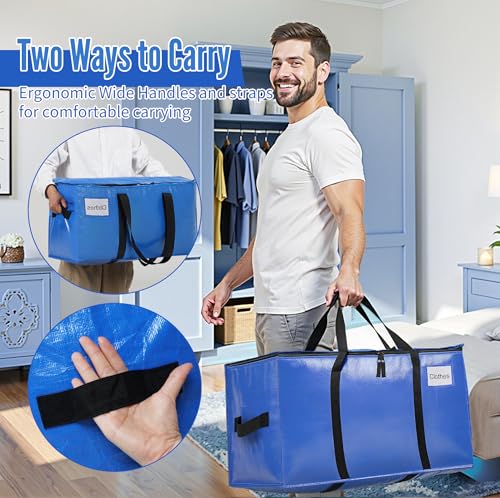 Image of BAGAIL Heavy Duty Moving Bags with Strong Handle, Extra Large Moving Boxes, Storage Tote for Clothes, College Moving Supplies(Blue, 2 Pack)