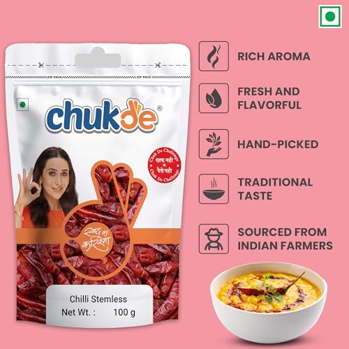 Image of Chukde Red Chilli Whole Without Stem (Lal Mirch Sabut) 100gms