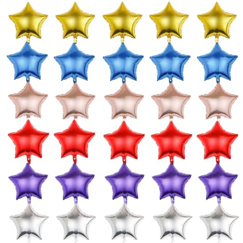30 Pcs Star Balloon 10 inch Foil Balloon Gold Silver Rosegold Red Blue Purple for Birthday Wedding Party Decoration