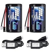 Zeee 2S Li-ion Battery 2000mAh 7.4V Battery with SM 2P Connector 2 Pack USB Charger Compatible wi...