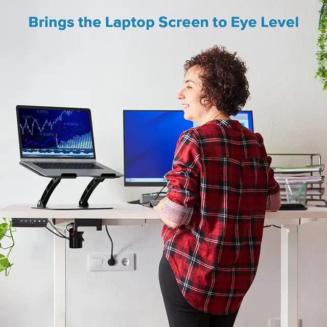 Image of Aluminum Tabletop Laptop Stand Ergonomic Foldable Portable Laptop Stand Holder Compatible for MacBook, HP, Dell, Lenovo & All Other Notebook