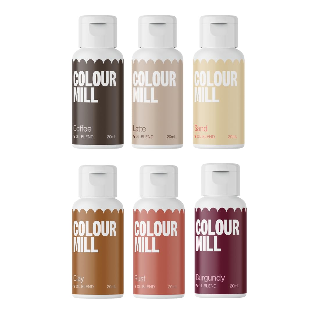 Colour Mill Oil Based Food Colouring Outback Set/6 - Next Generation Oil Based Food Colouring for Baking, Decorating, Icing and Cooking Food Dye DIY Slime and Crafts Making Burgundy - 6 x 20 ml