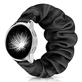 20 mm Scrunchie Uhrenarmband für Galaxy Watch Active/Active2 40 mm/44 mm, florales Ersatzarmband kompatibel für Garmin Vivomove/Ticwatch/Pebble/Gear S2 Classic/Gear Sport (20 mm S, O Schwarz)