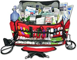 Lightning X O2 Trauma Bag w/ EMT First Responder Stocked Fill Kit D - RED