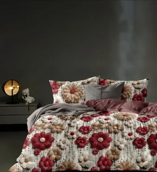 Ambe Textile's Velvet Soft Flannel Warm Floral 7D Printed Flat Bedsheet with Pillow Covers (20 * 30) inch-image-28