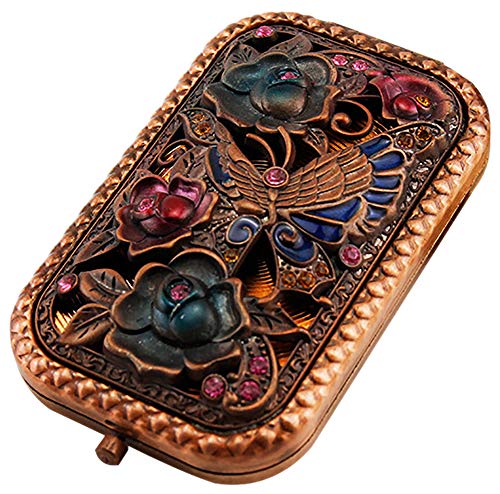 Nerien Vintage Makeup Mirror Folding Mini Pocket Mirror Rectangle Compact Mirror Double-Sided Hand Mirrors for Girls Women Mother