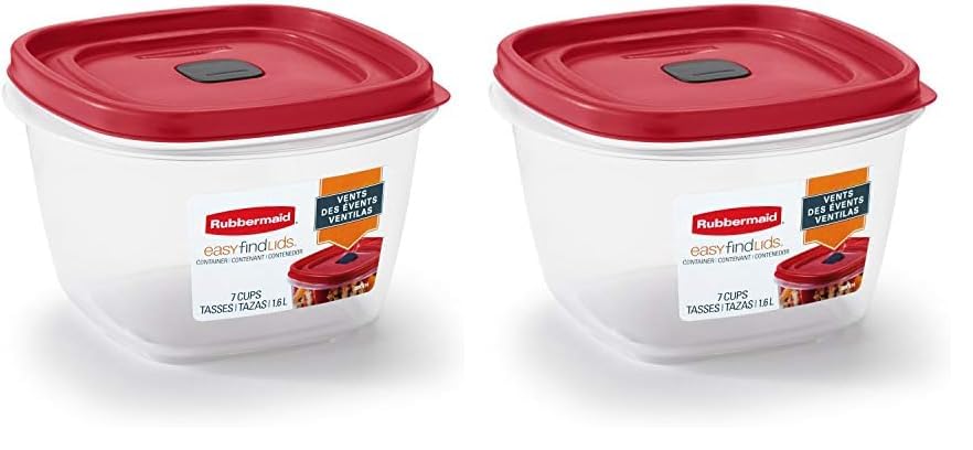 Rubbermaid Easy Find Lids 7-Cup Food Storage and Organization Container, Racer Red (Pack of 2)