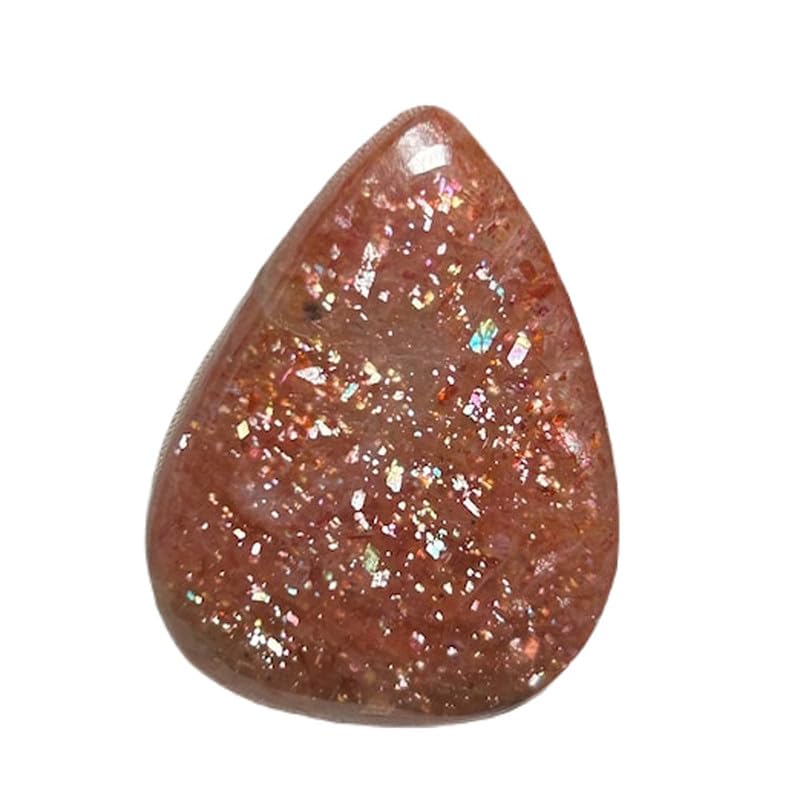 Cabochon pierre de soleil naturelle poire 31x23x6mm gemme fabrication bijoux DIY