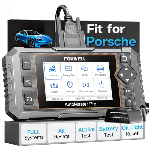 FOXWELL NT510 Pro fit for Porsche OBD2 Scanner with 12V Battery Tester, Full System Diagnostic Bidirectional Control Scanner with All Resets, 12V Battery Health Analyzer with Cranking & Charging Test