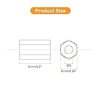 Vista 2 de uxcell Tuercas de acoplamiento M3 x 0.020 in de longitud, 5 tuercas de acoplamiento de varilla hexagonal métrica de acero inoxidable 304