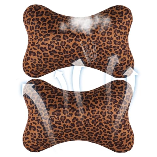 Almohada cervical para coche, cojín ergonómico | Almohada de coche con estampado de leopardo con correa ajustable - para conducción automotriz, dormir, viajar por carretera