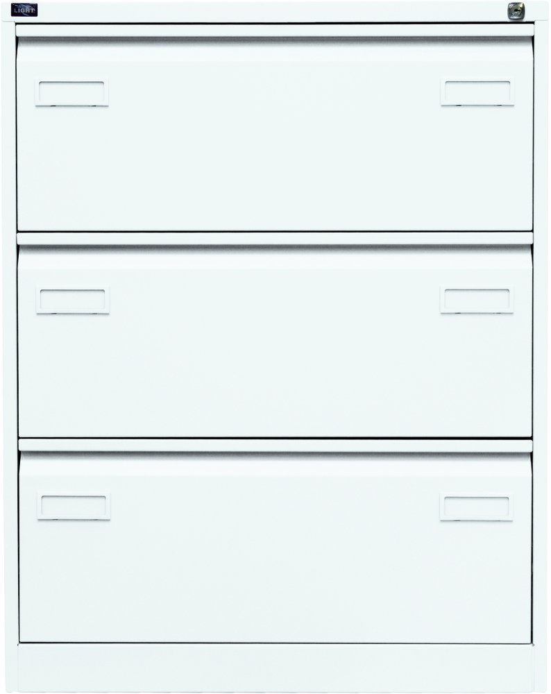 Bisley LIGHT Hängeregistraturschrank, doppelbahnig, DIN A4, 3 HR-Schubladen, Metall, 696 Verkehrsweiß, 62.2 x 80 x 101.6 cm