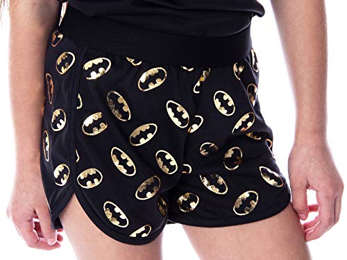 DC Comics Girls' Batman Gold Foil Logo Racerback Tank and Shorts Loungewear Sleep Pajama Set3
