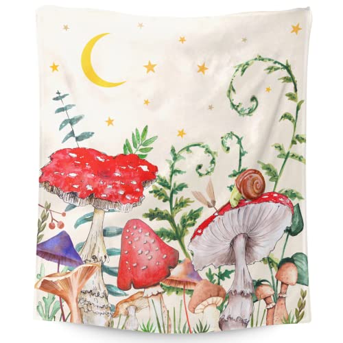 Mushroom Blanket Gifts, 40"*50" Flannel Throw Blanket, Soft Warm Fuzzy Fluffy Plush Blankets For Women, For Sofa Couch Bed Travel Room Decor #TOP3