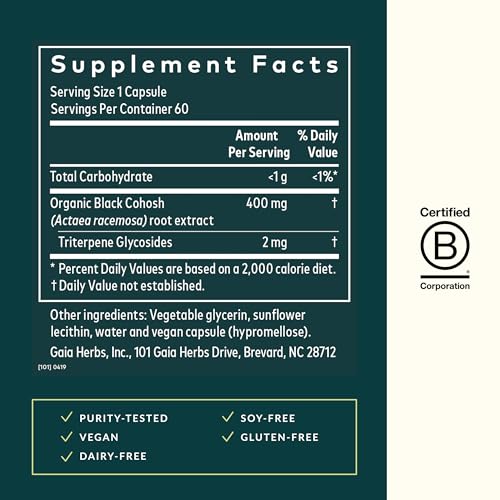 Gaia Herbs Black Cohosh - Menopause Support Supplement to Help Support Hormone Balance & Health for Women* - with Black Cohosh - 60 Vegan Liquid Phyto-Capsules (Up to 30-Day Supply) - Image 4