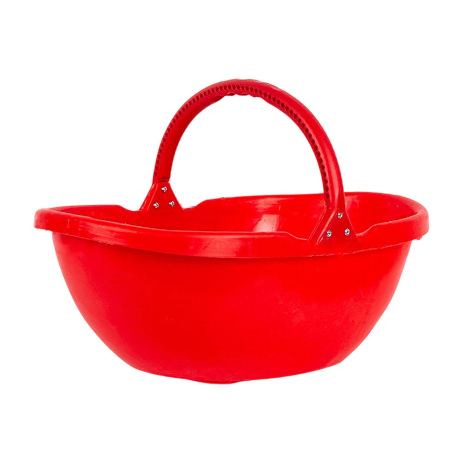 Cesto portaoggetti da giardino con manico ergonomico, strumento di raccolta portatile, per coltivare il giardino, rosso