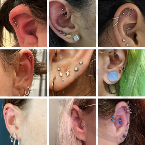 ZS ASTM F136 Titanium 16G 8mm Piercing Jewelry for Conch, Tragus, Helix, Lip, Labret, Earlobe - Hypoallergenic Internally Threaded Flat Back Cartilage Stud Earring2