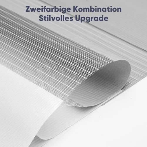 Sekey Doppelrollo Klemmfix ohne Bohren für Fenster, Zweifarbig Doppelrollo 90 cm breit, Duo Rollo Jalousie Sonnenschutz, 90x130cm… – Ansicht 5