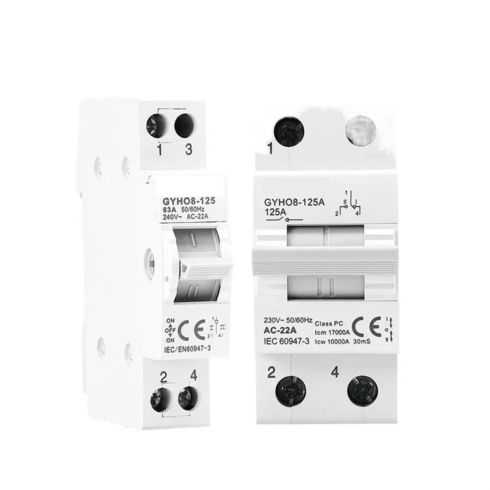 JNVFTCUX GYHO8 1P 40A 63A 100A 125A MTS Dual Power Manual Transfer Isolating Switch Interlock Circuit Breaker 220V~240VAC 1Pcs