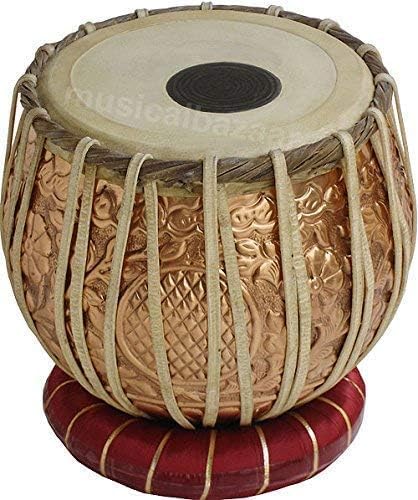 Royal Indian Handmade Designer Copper Tabla Set - 3 KG Copper Bayan - Sheesham Dayan Tabla Set Da India