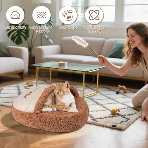 Panier pour chat avec isolation thermique et capuche douce - 3
